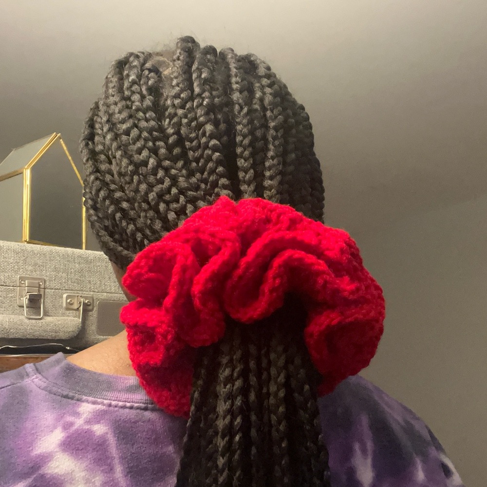 Red Jumbo Crochet Scrunchie